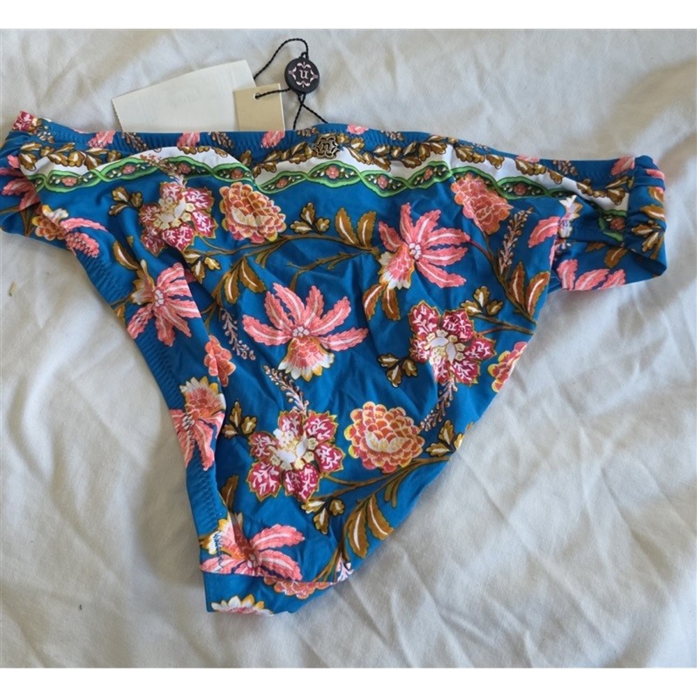 NWOT Nanette Lepore 8 Blue Floral Bikini Swim Bottom 132418